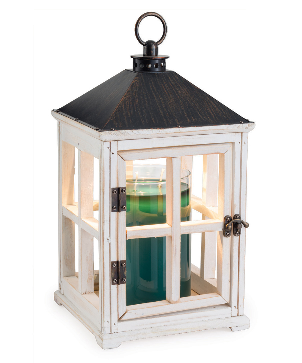 Wooden Top Down Candle Warmer Lantern ~ Weathered White – Sierra