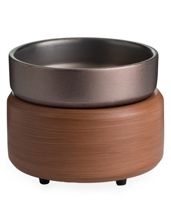 Candle warmer plate with dish pewter and walnut